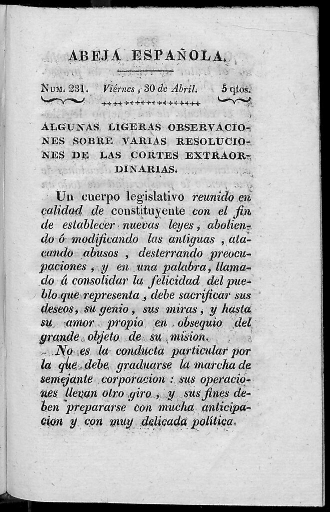 Miniatura de Abeja Española del viernes 30 de abril de 1813