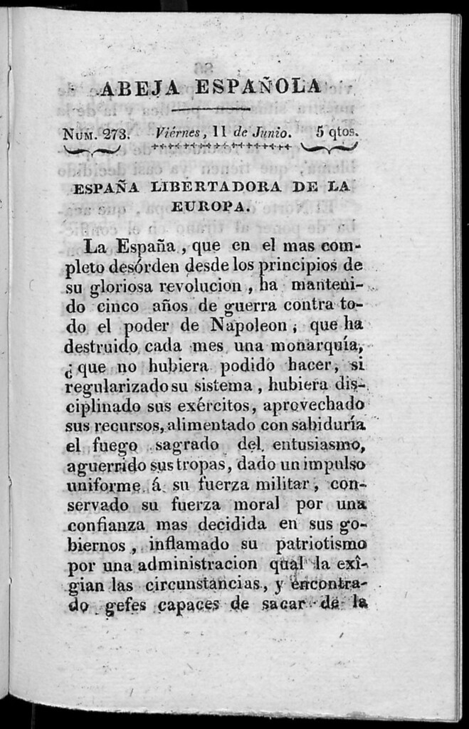 Miniatura de Abeja Española del viernes 11 de junio de 1813