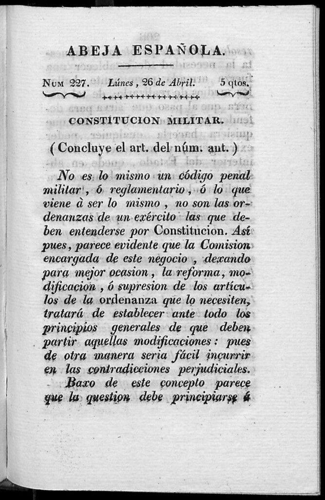 Miniatura de Abeja Española del lunes 26 de abril de 1813