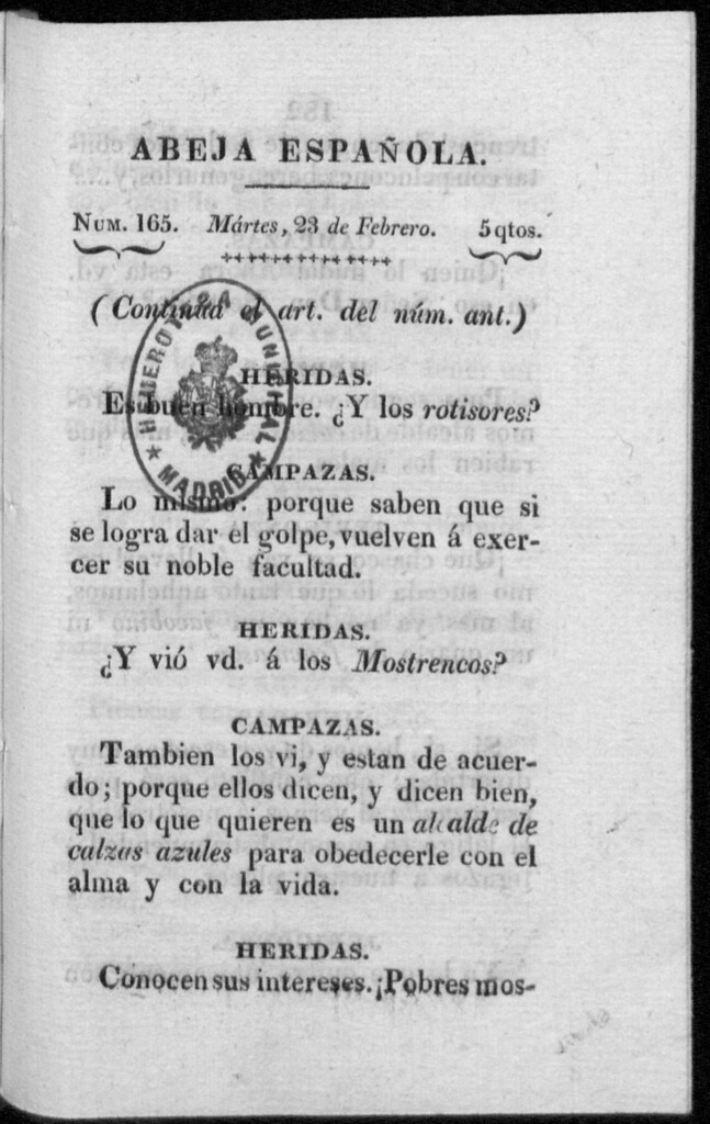 Miniatura de Abeja Española del martes 23 de febrero de 1813
