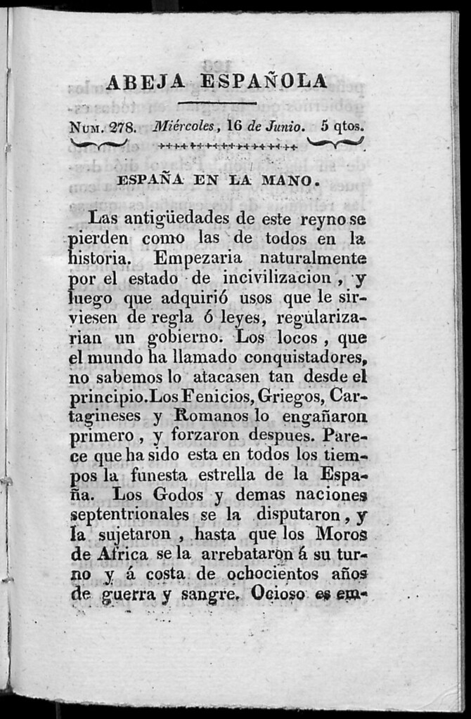 Miniatura de Abeja Española del miércoles 16 de junio de 1813