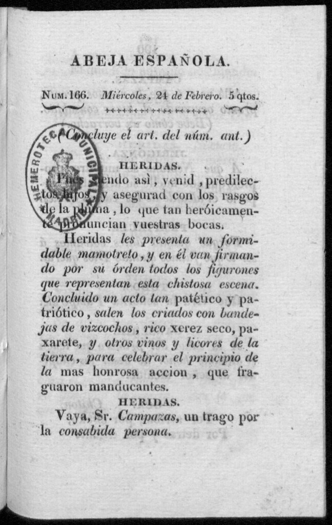 Miniatura de Abeja Española del miércoles 24 de febrero de 1813