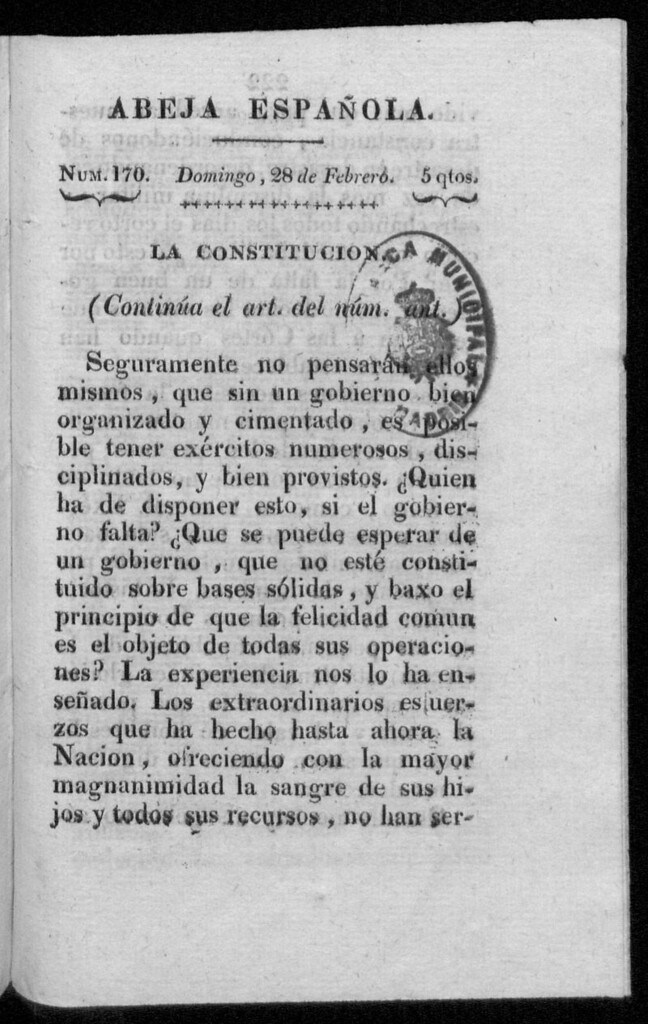 Miniatura de Abeja Española del domingo 28 de febrero de 1813