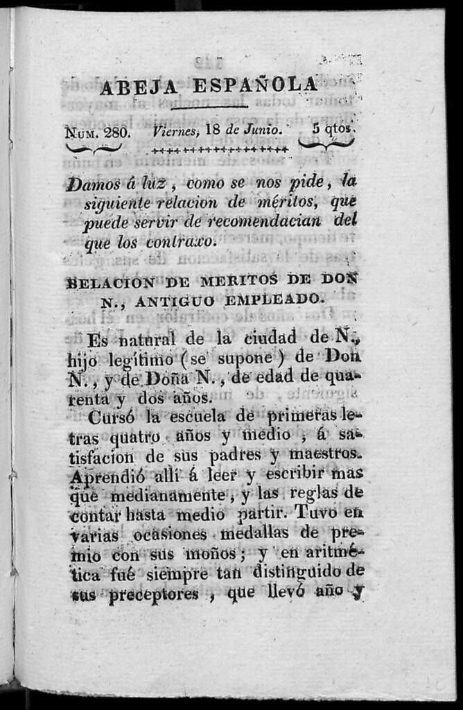 Miniatura de Abeja Española del viernes 18 de junio de 1813