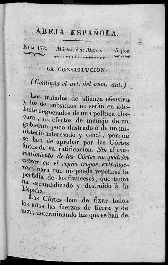 Miniatura de Abeja Española del martes 2 de marzo de 1813