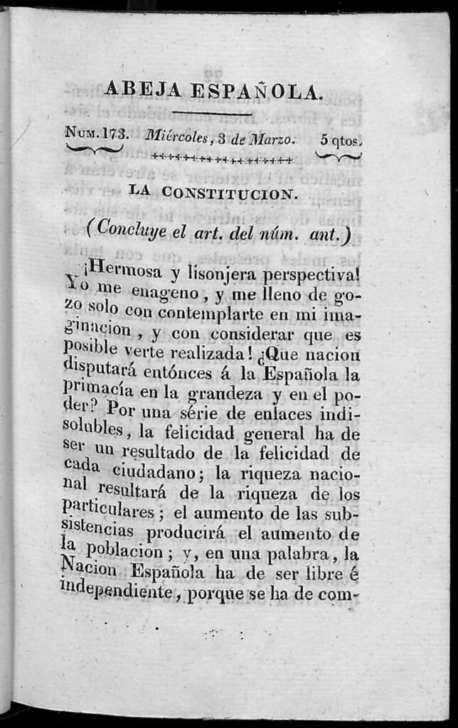 Miniatura de Abeja Española del miércoles 3 de marzo de 1813