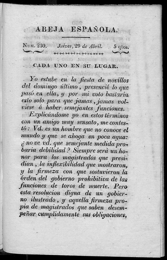 Miniatura de Abeja Española del jueves 29 de abril de 1813