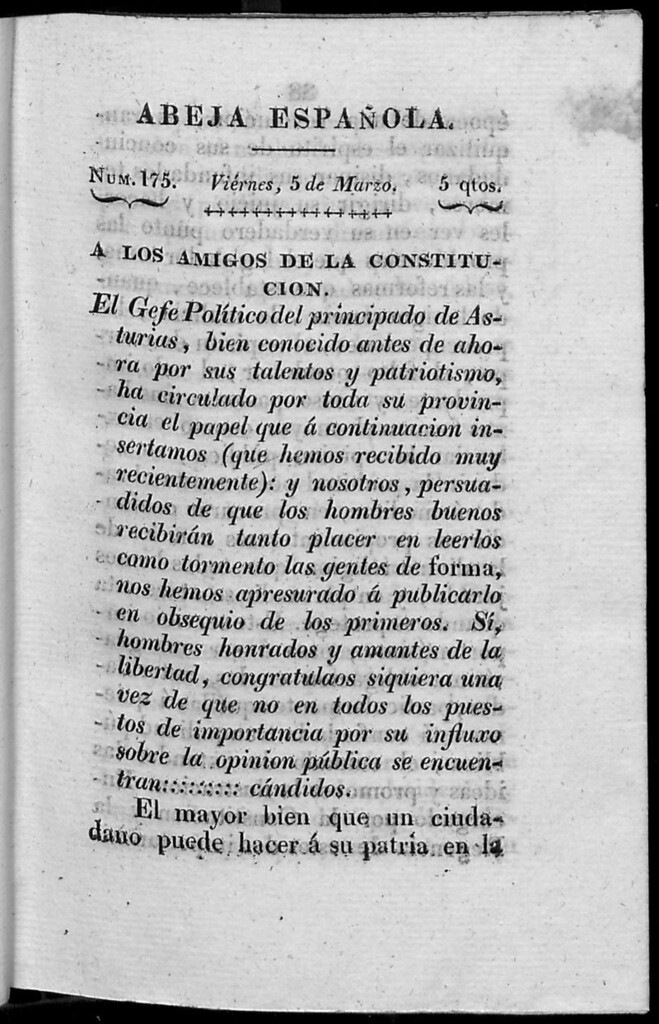 Miniatura de Abeja Española del viernes 5 de marzo de 1813