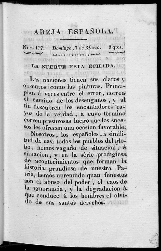 Miniatura de Abeja Española del domingo 7 de marzo de 1813
