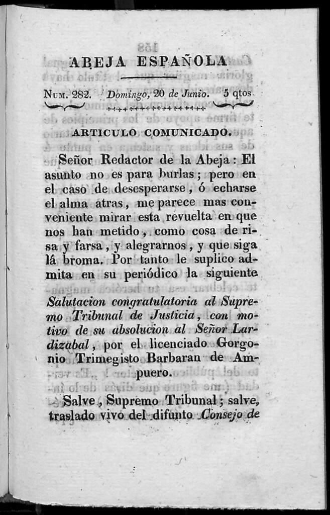 Miniatura de Abeja Española del domingo 20 de junio de 1813