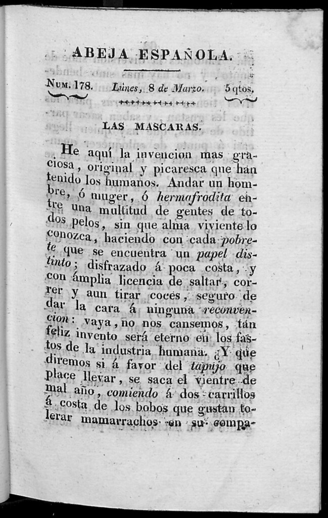 Miniatura de Abeja Española del lunes 8 de marzo de 1813