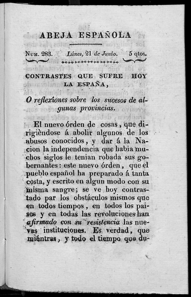 Miniatura de Abeja Española del lunes 21 de junio de 1813