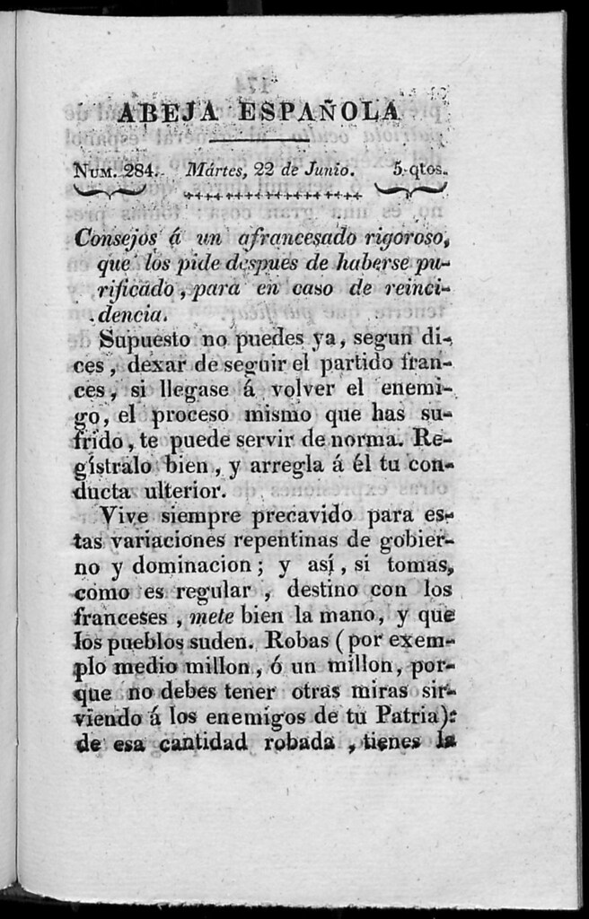 Miniatura de Abeja Española del martes 22 de junio de 1813