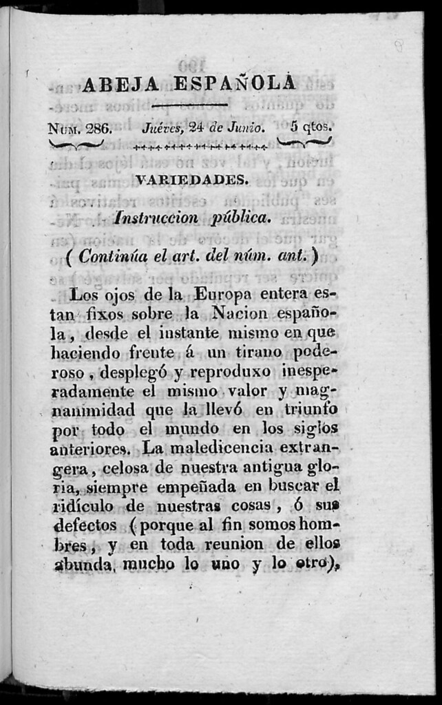 Miniatura de Abeja Española del jueves 24 de junio de 1813