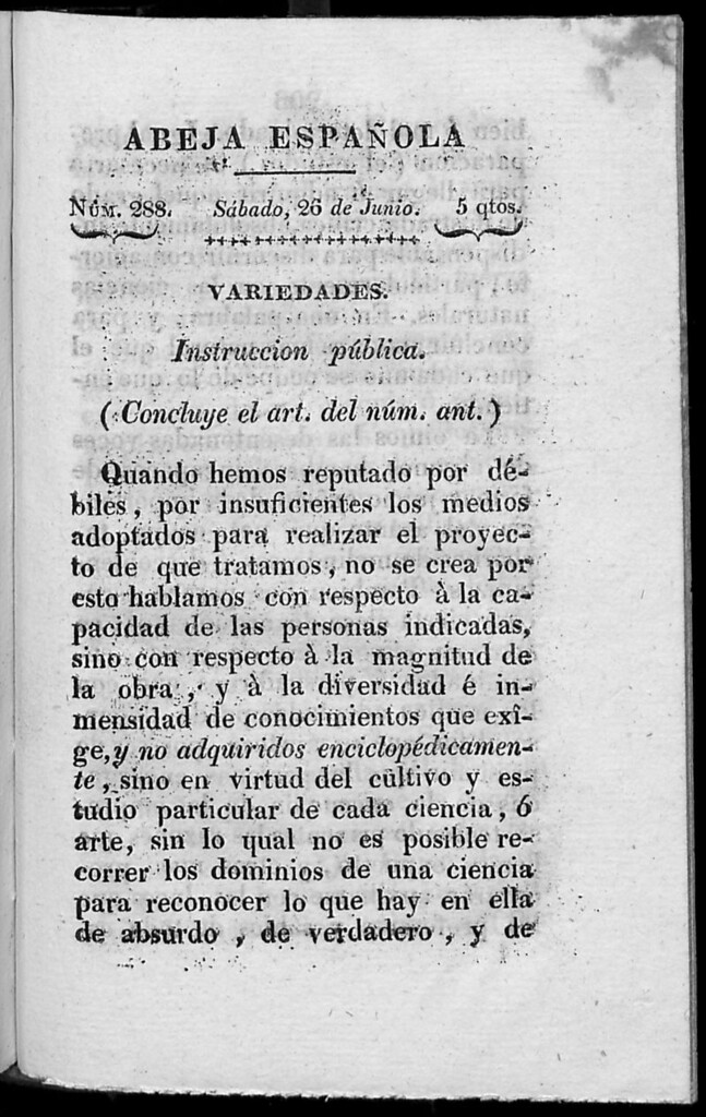 Miniatura de Abeja Española del sábado 26 de junio de 1813