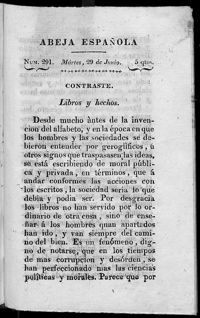 Miniatura de Abeja Española del martes 29 de junio de 1813