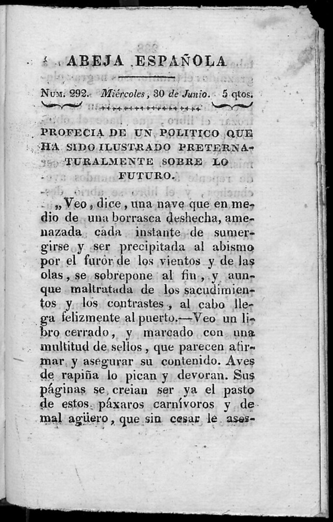 Miniatura de Abeja Española del miércoles 30 de junio de 1813