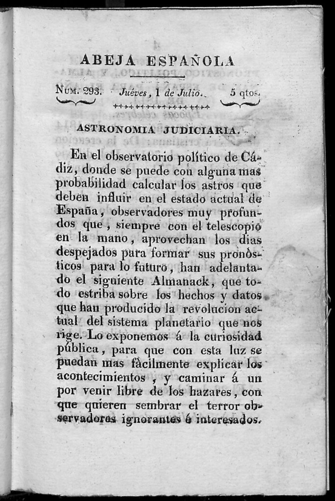 Miniatura de Abeja Española del jueves 1 de julio de 1813