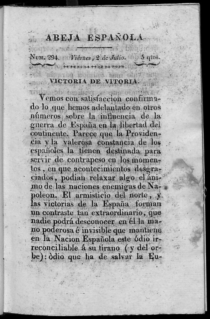 Miniatura de Abeja Española del viernes 2 de julio de 1813