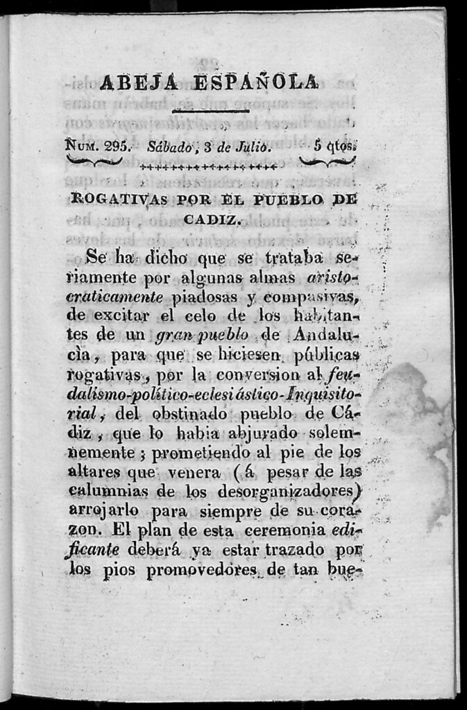 Miniatura de Abeja Española del sábado 3 de julio de 1813