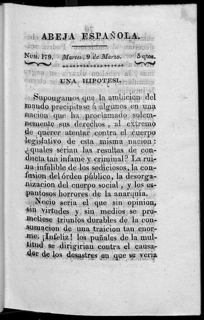 Miniatura de Abeja Española del martes 9 de marzo de 1813