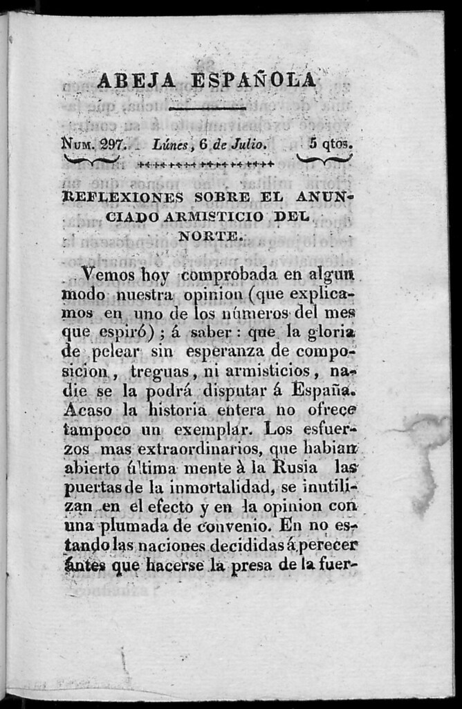 Miniatura de Abeja Española del lunes 5 de julio de 1813