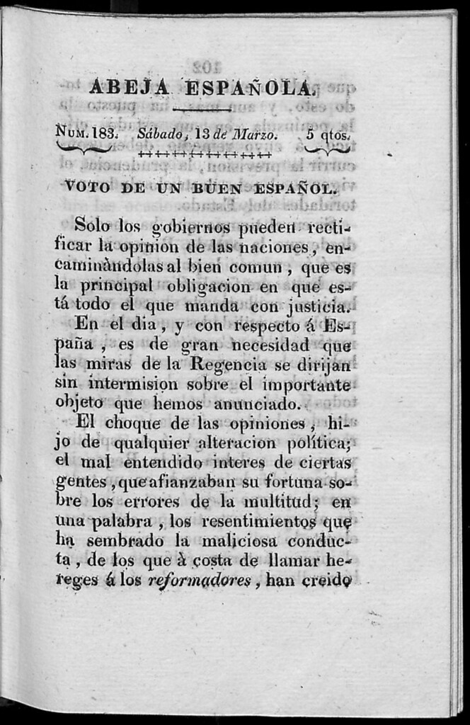 Miniatura de Abeja Española del sábado 13 de marzo de 1813