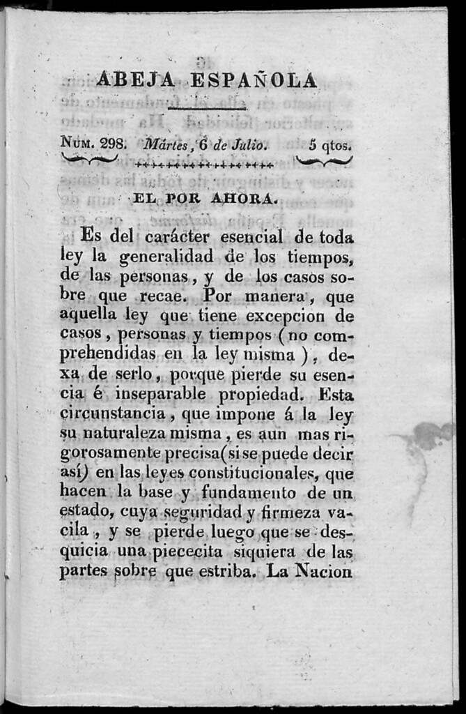 Miniatura de Abeja Española del martes 6 de julio de 1813