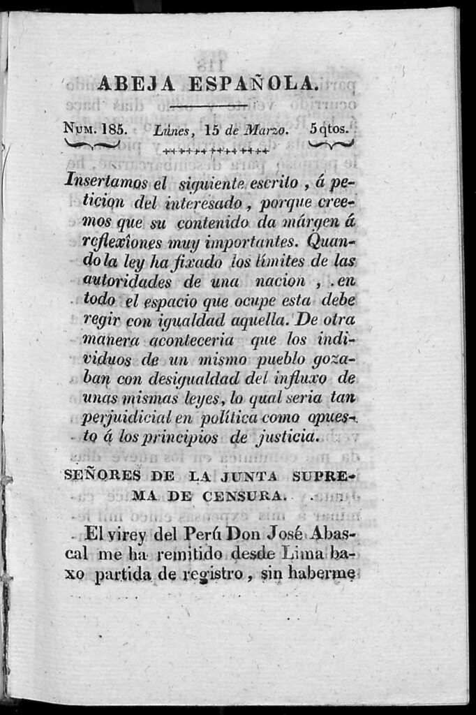 Miniatura de Abeja Española del lunes 15 de marzo de 1813