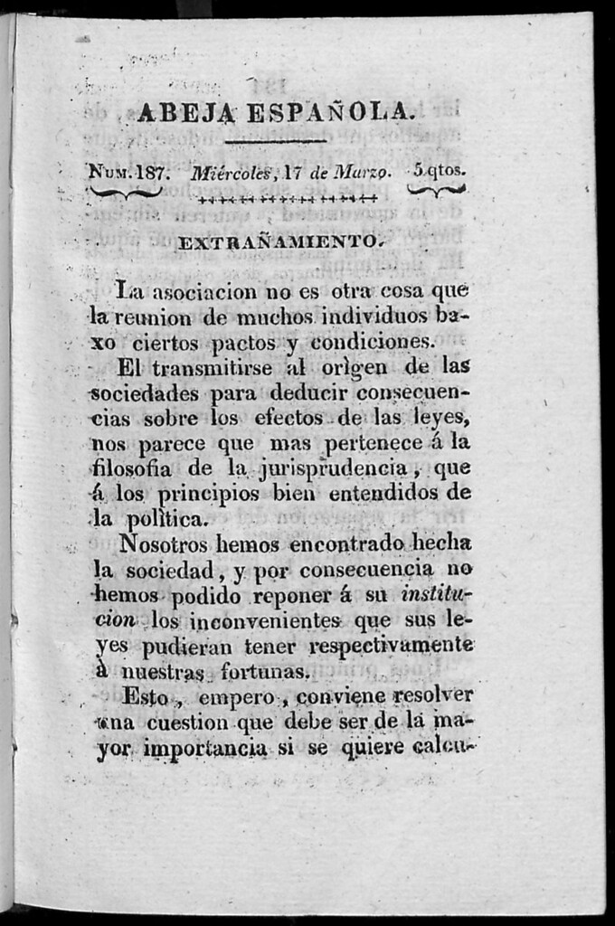 Miniatura de Abeja Española del miércoles 17 de marzo de 1813