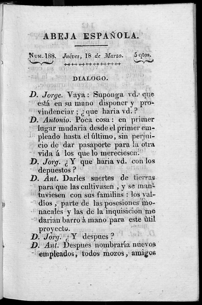 Miniatura de Abeja Española del jueves 18 de marzo de 1813