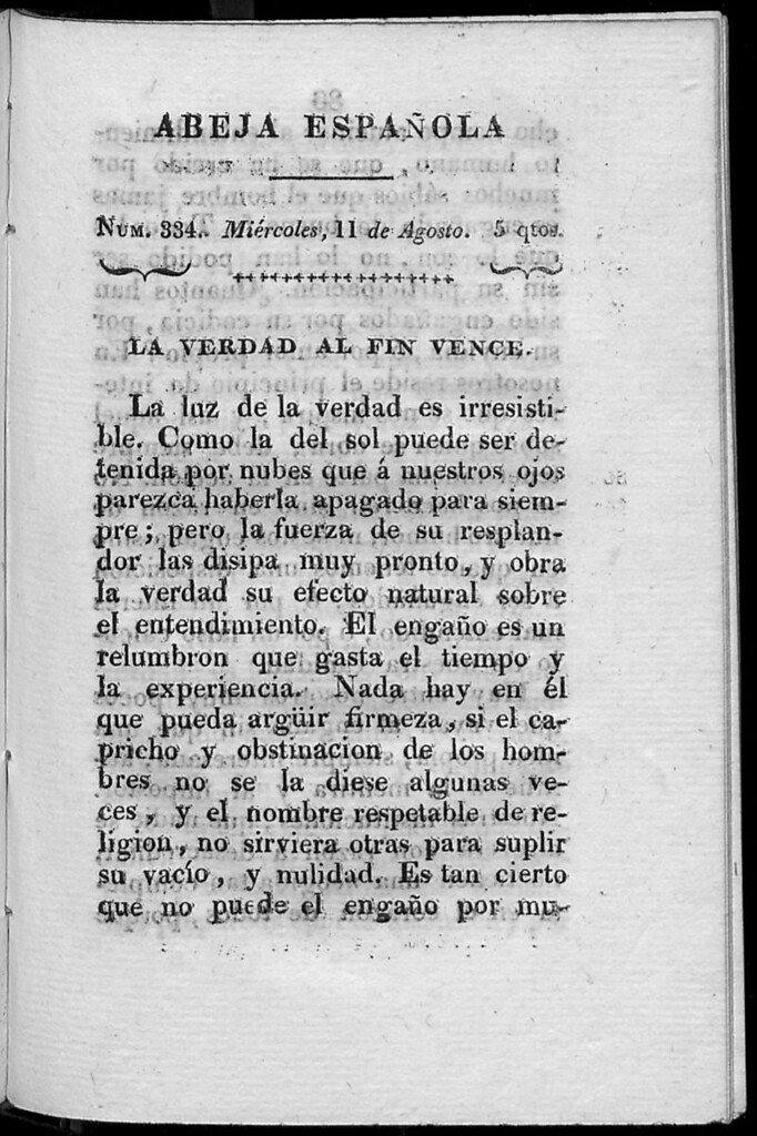 Miniatura de Abeja Española del miércoles 11 de agosto de 1813