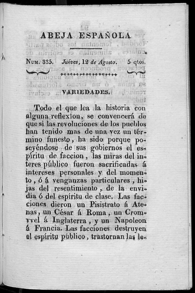 Miniatura de Abeja Española del jueves 12 de agosto de 1813