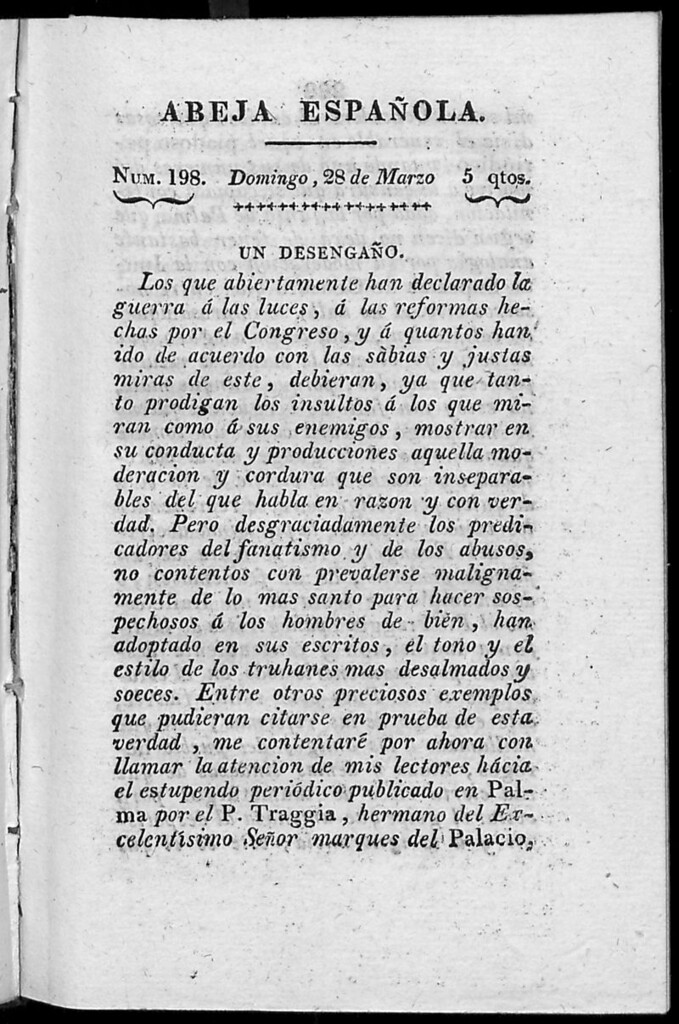 Miniatura de Abeja Española del domingo 28 de marzo de 1813