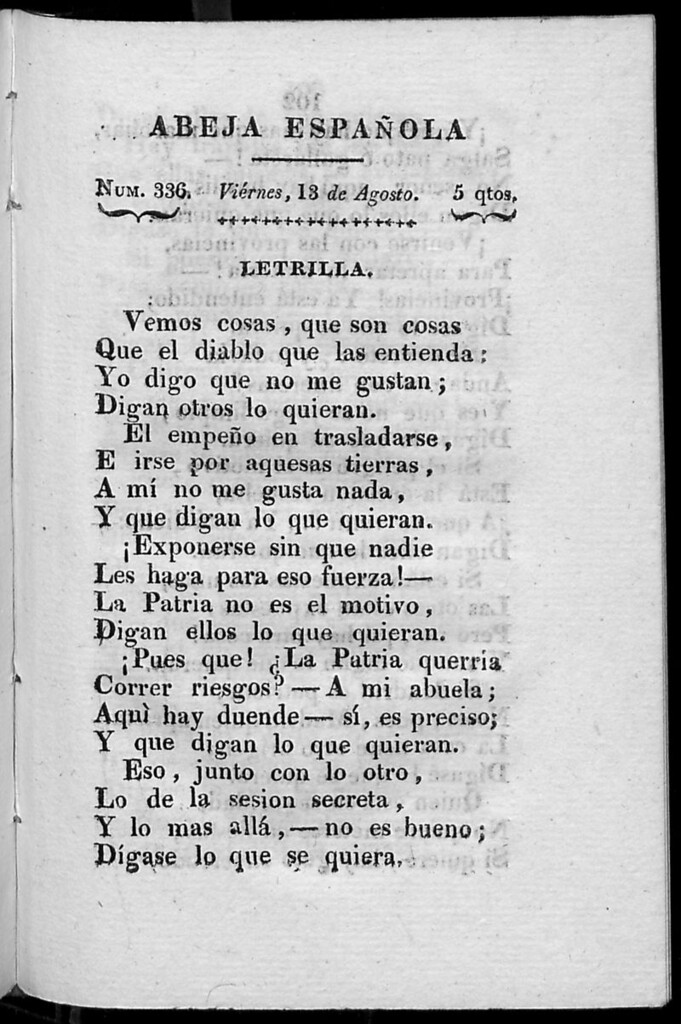 Miniatura de Abeja Española del viernes 13 de agosto de 1813