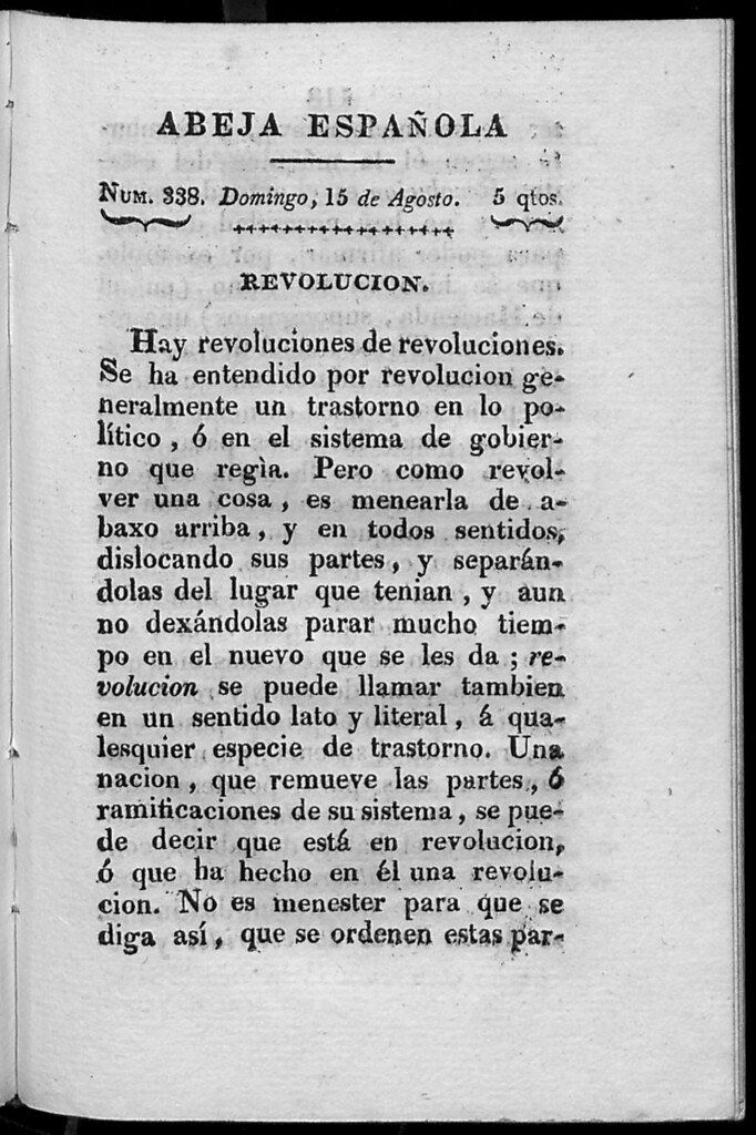 Miniatura de Abeja Española del domingo 15 de agosto de 1813