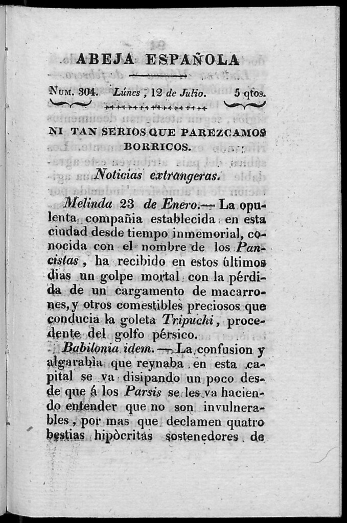 Miniatura de Abeja Española del lunes 12 de julio de 1813