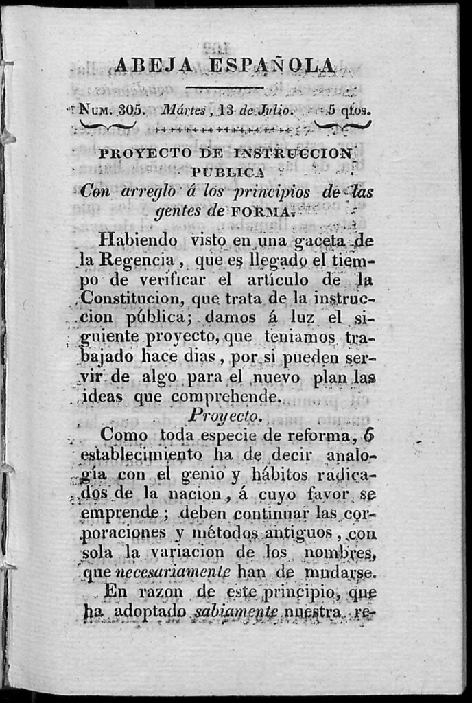 Miniatura de Abeja Española del martes 13 de julio de 1813
