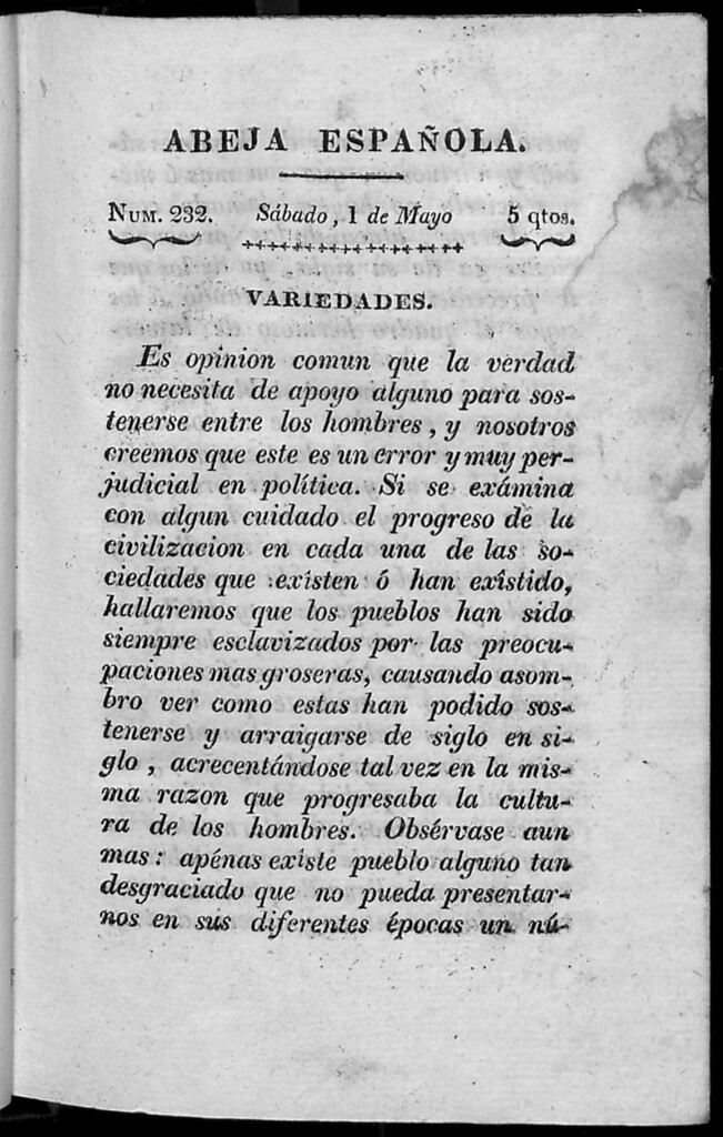 Miniatura de Abeja Española del sábado 1 de mayo de 1813