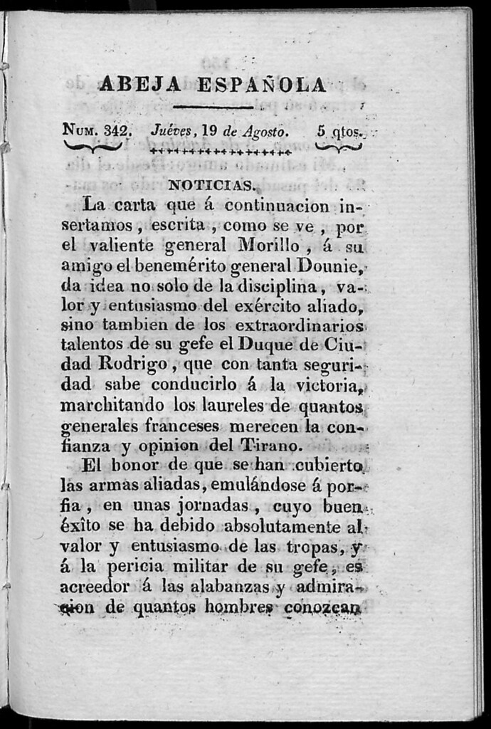 Miniatura de Abeja Española del jueves 19 de agosto de 1813