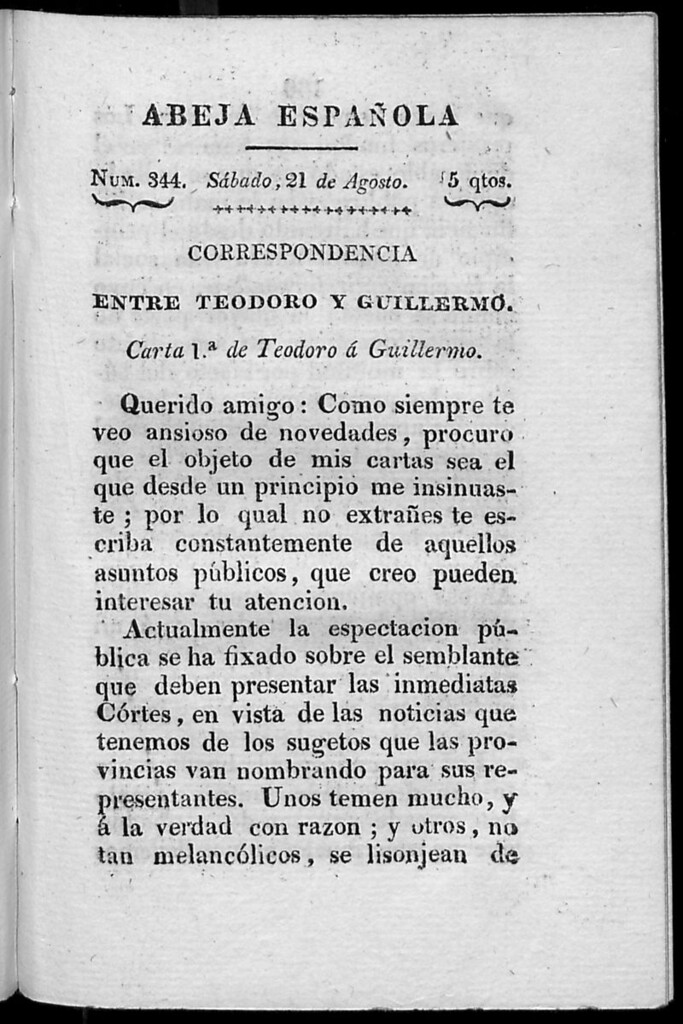 Miniatura de Abeja Española del sábado 21 de agosto de 1813
