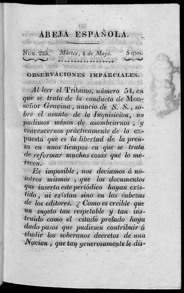 Miniatura de Abeja Española del martes 4 de mayo de 1813
