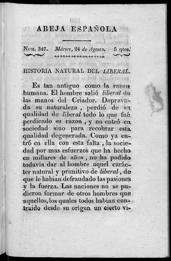 Miniatura de Abeja Española del martes 24 de agosto de 1813