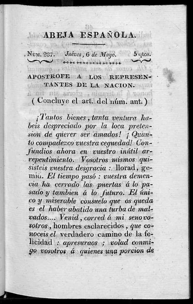 Miniatura de Abeja Española del jueves 6 de mayo de 1813