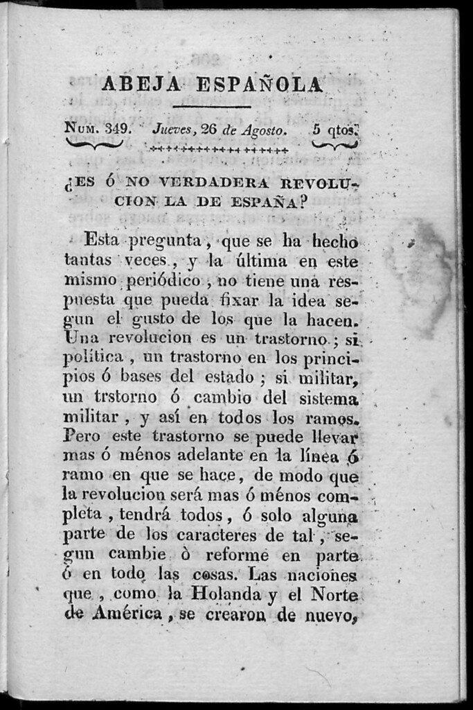Miniatura de Abeja Española del jueves 26 de agosto de 1813