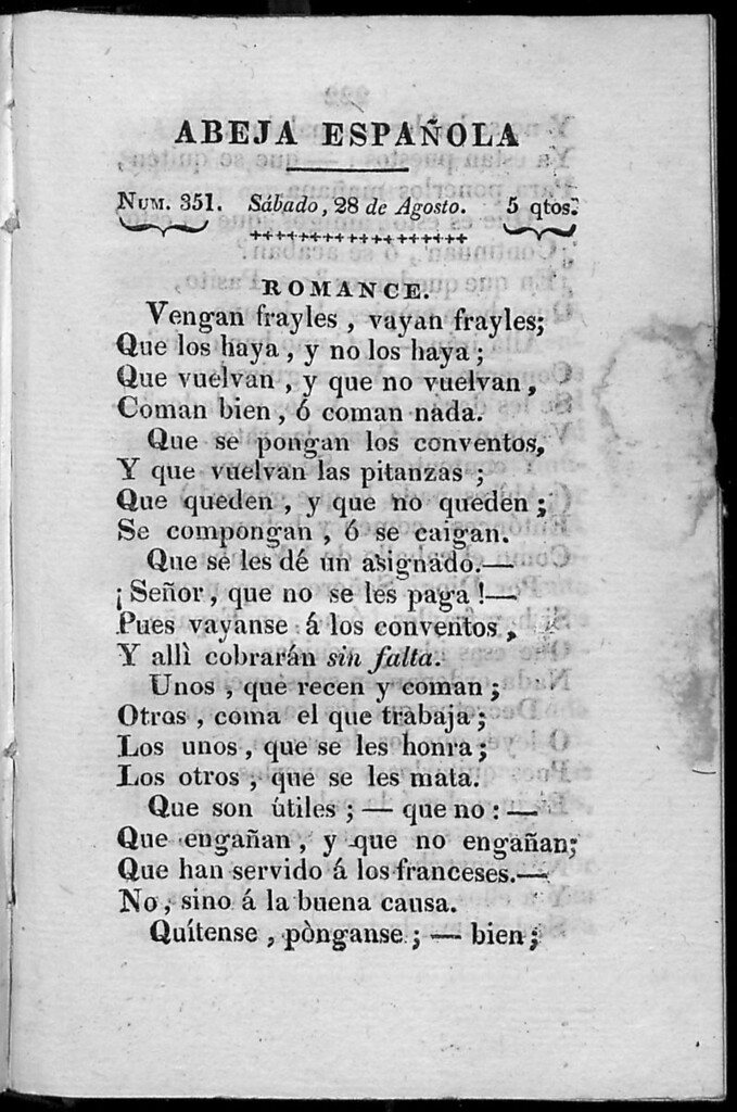 Miniatura de Abeja Española del sábado 28 de agosto de 1813