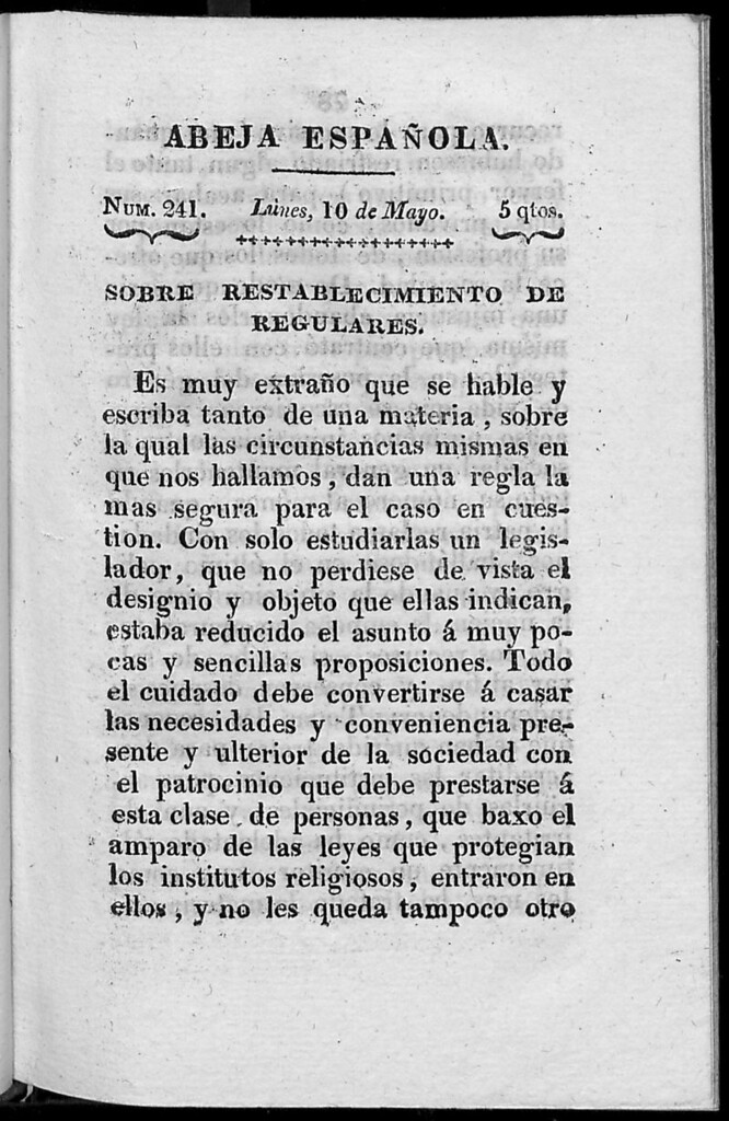 Miniatura de Abeja Española del lunes 10 de mayo de 1813