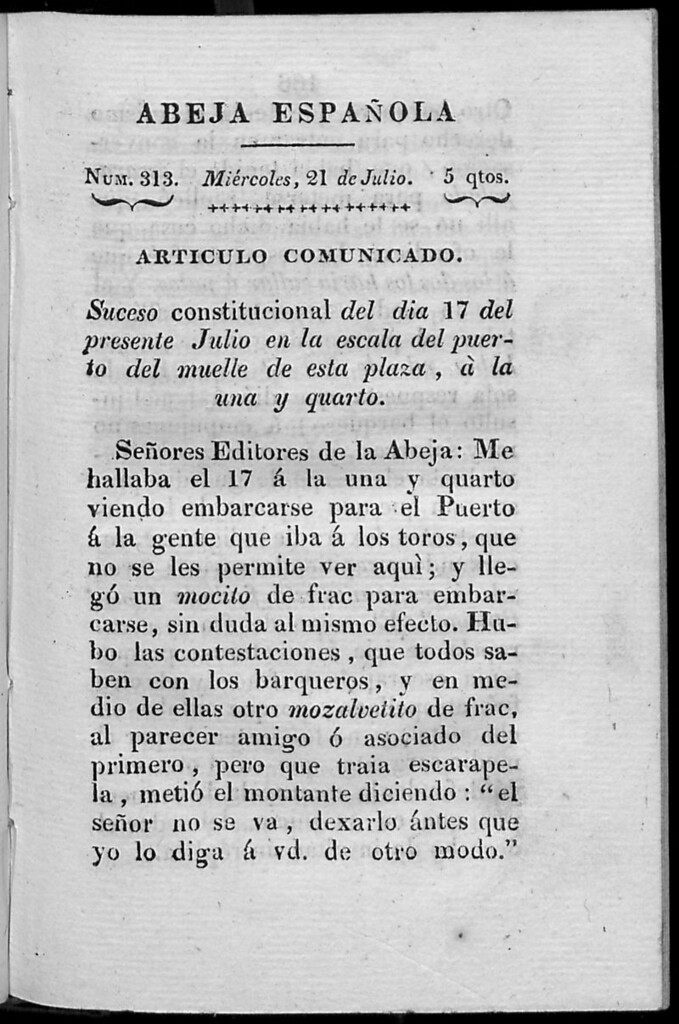 Miniatura de Abeja Española del miércoles 21 de julio de 1813