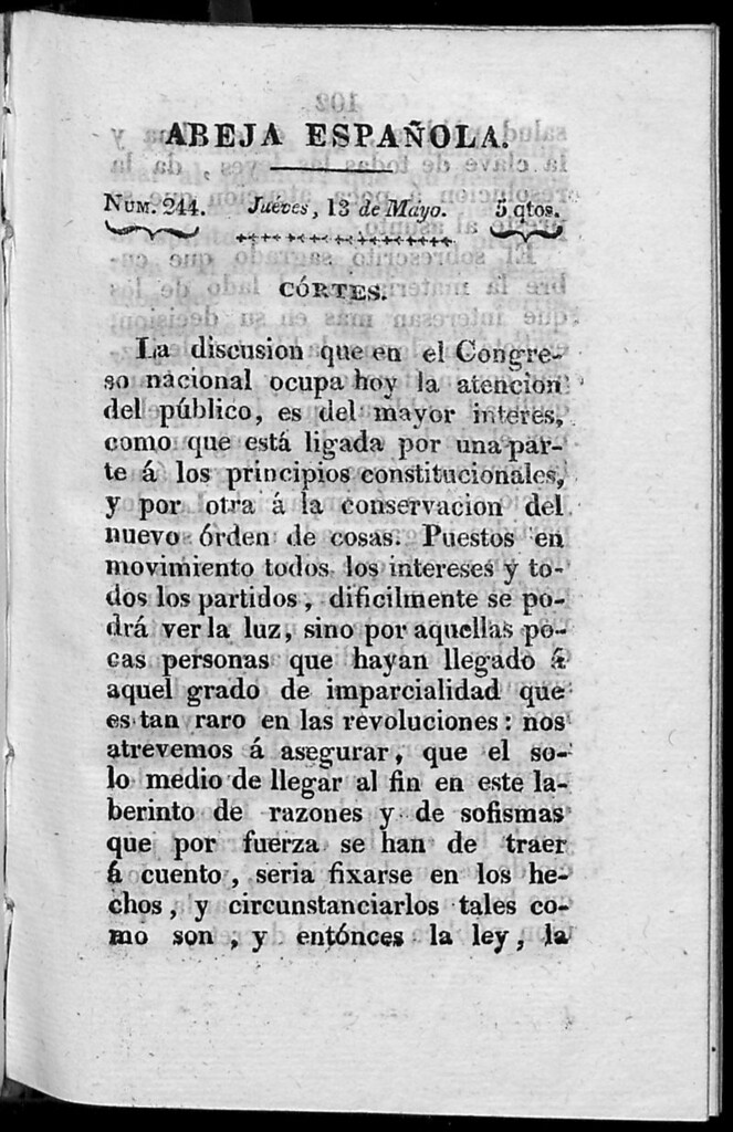 Miniatura de Abeja Española del jueves 13 de mayo de 1813