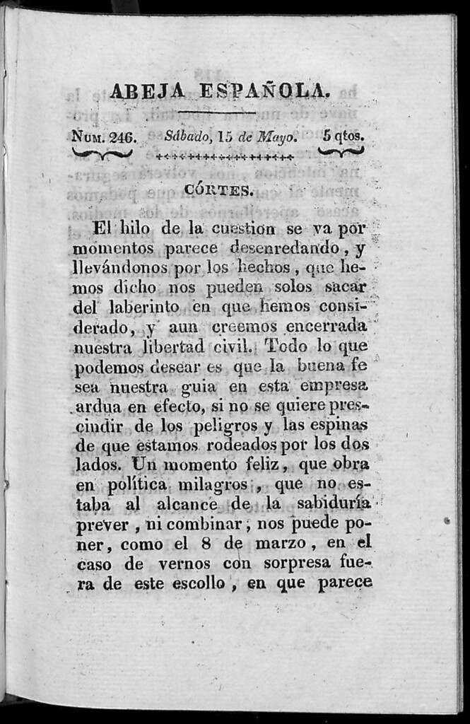 Miniatura de Abeja Española del sábado 15 de mayo de 1813